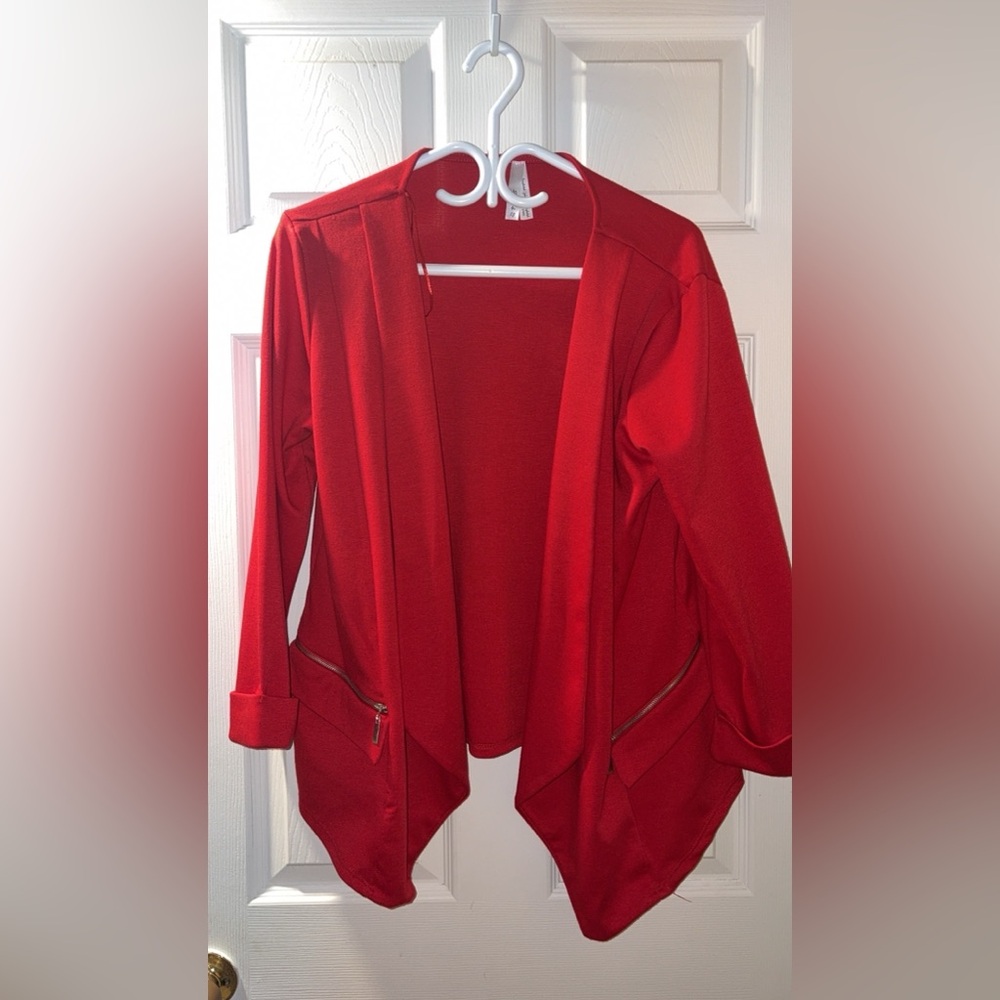 Brand New Stylish Red Open Front Blazer